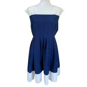 Sinclaire Womens Dress Size 12 L Fit & Flare Sleeveless Cocktail Party Nautical